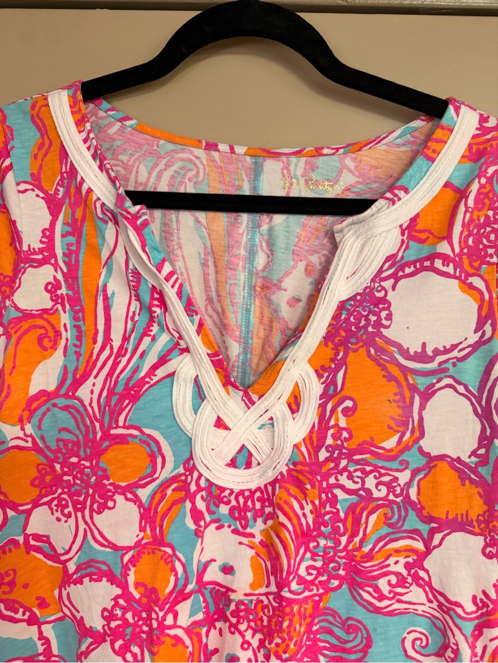 Lilly Pulitzer Women’s Size Large Floral Shift Dress - Pink, Orange & Aqua - Picture 7 of 8